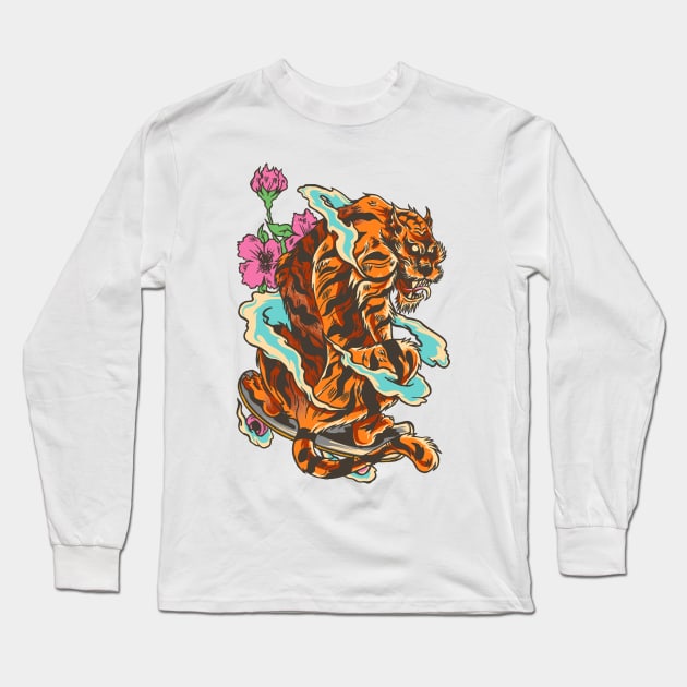 Skating tiger , Hidden Dragon Long Sleeve T-Shirt by siputseduts